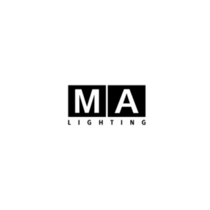 L'image montre le logo "MA Lighting", avec les lettres blanches "M" et "A" en gras dans des rectangles noirs au-dessus du mot "LIGHTING" en lettres noires plus petites sur un fond blanc.